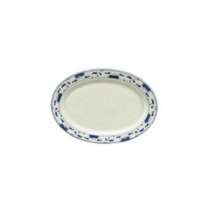 Blue Lotus Pattern Oval Plate 10.25 Inches