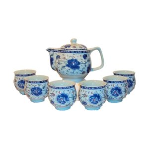 7 Piece Blue Flower Tea Set